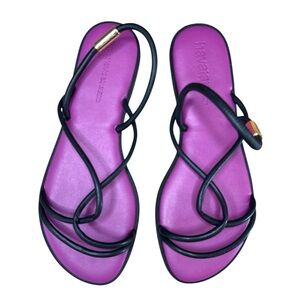 Havaianas Una Manga Cushion Sandals Women's Size 8 Black Strappy Purple Sole NWT
